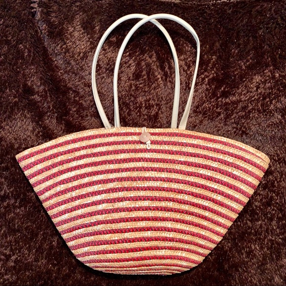v i n t a g e :: Large Boho Woven Wicker Straw Bag Tote Basket - Picture 2 of 11